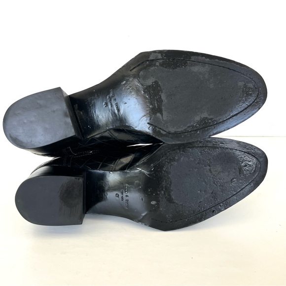 RAG & BONE Walker II Black Croc Embossed Leather Heel Bootie Ankle Boots Sz 41 - Picture 10 of 15